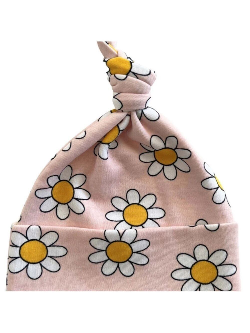 Charming Pink Daisy Knot Hat for Kids